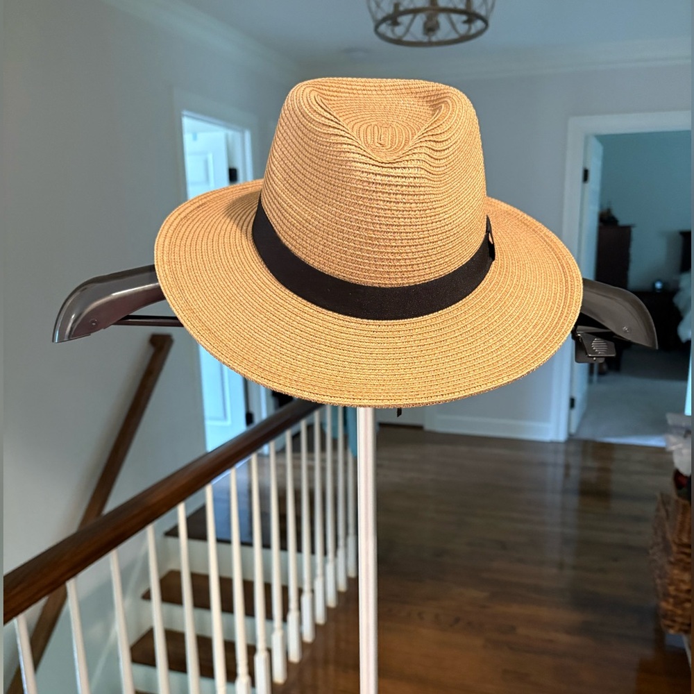 Straw Fedora Hat with Black Band - woman Accessories